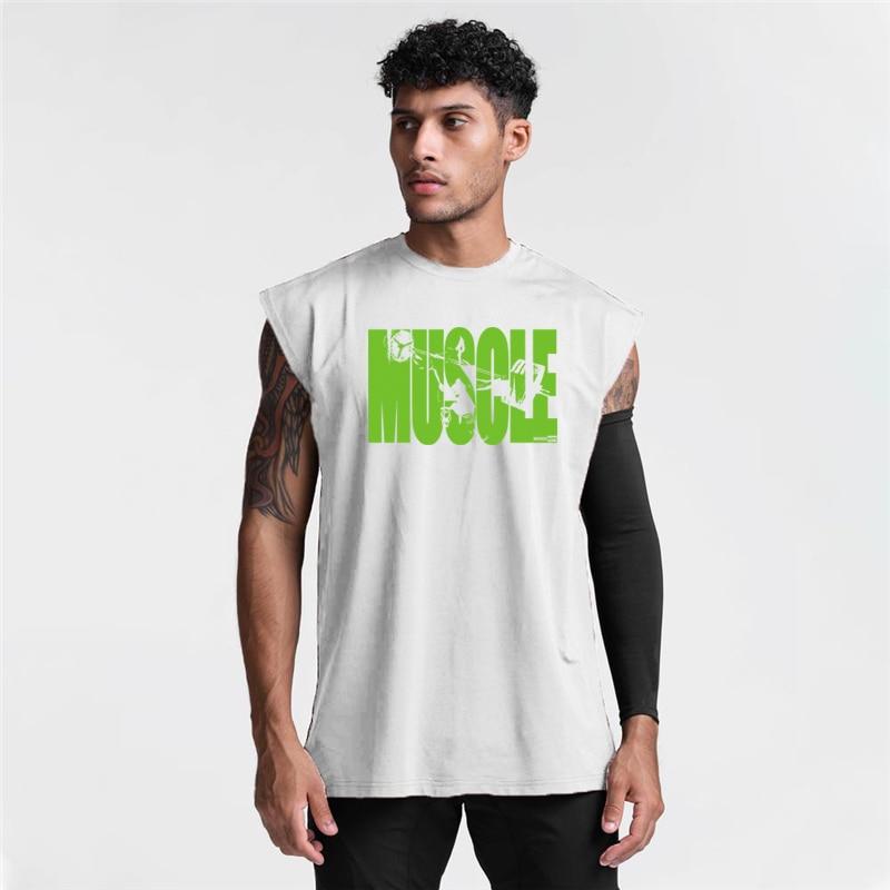 Muscleguys Herren Fitness Ärmelloses T-Shirt Weste Lose Rundhals Lauftraining Bottoming Sweatshirt