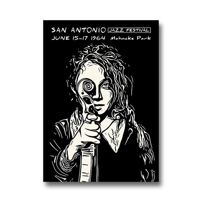 Vintage Jazz Festival Canvas Paintings Retro Jazz Club Poster and Print Wall Art Picture for Living Room Cuadros Home Decoration