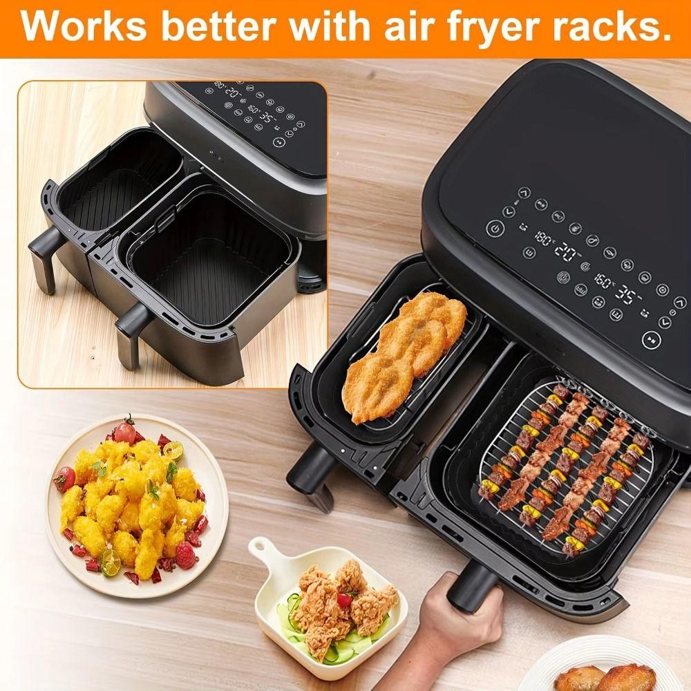 Reusable Dual Basket Baking Tray 6L/3L Air Fryer Silicone Pot Air Fryer Basket  Splash Guard Tool