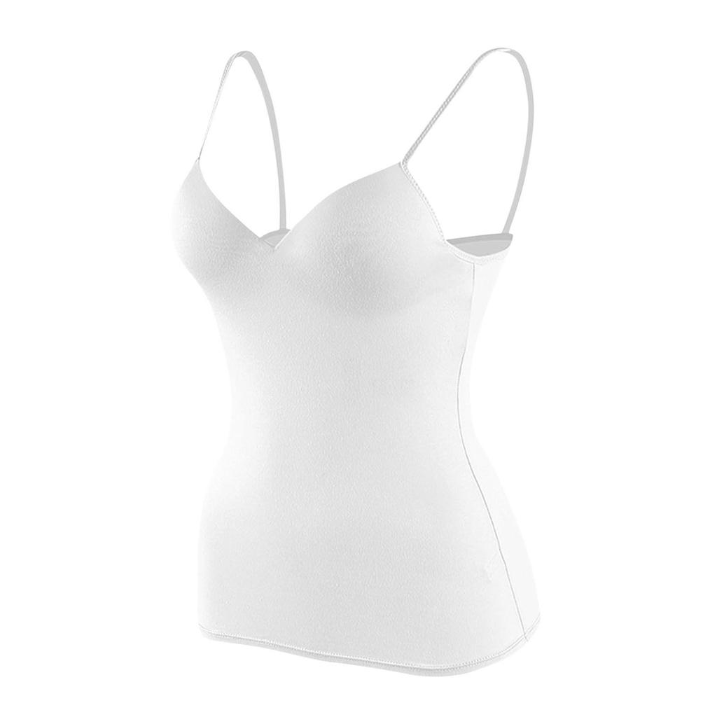 Women's Fashion Solid Color Camisole with Built-in Bra