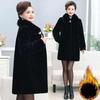 Winter Thickened Mink Velvet Coat Middle-Length Women's Outerwear Fur Collar Jacket Mid-Aged Ladies Fashion Outerwear