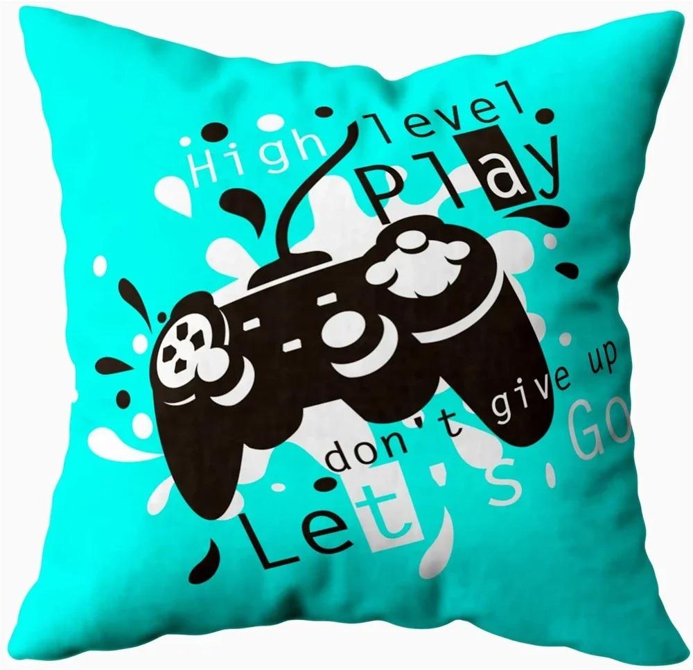 Home Decor Gaming-Themed Fun: Gamepad & Console Prints Pattern Cushion Cover Suitable For Sofa Bedroom Car Pillow Cover