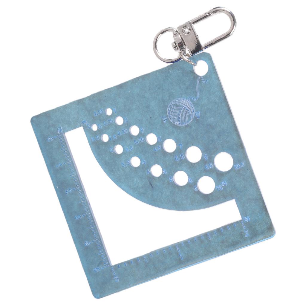 Acrylics Knitting Needle Gauge Ruler with Keychain Carabiner Clip Portable Knitting Needle Gauge Yarns Measuring Tool