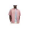 Striped Casual Printed Single-Breasted Short Sleeve Shirt Men Shirts Rose-Red 457775-13