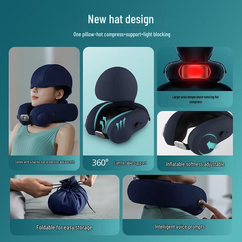 Philips Inflatable U-Shaped Neck Pillow with Eye Mask & Heat Function