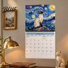 Pet Themed Daily Planner 2027 Oil Painting Cat Wall Calendar 12 Month Funny Planner Jan-Dec Creative Gifts for Women Men Spiral Bound Hanging