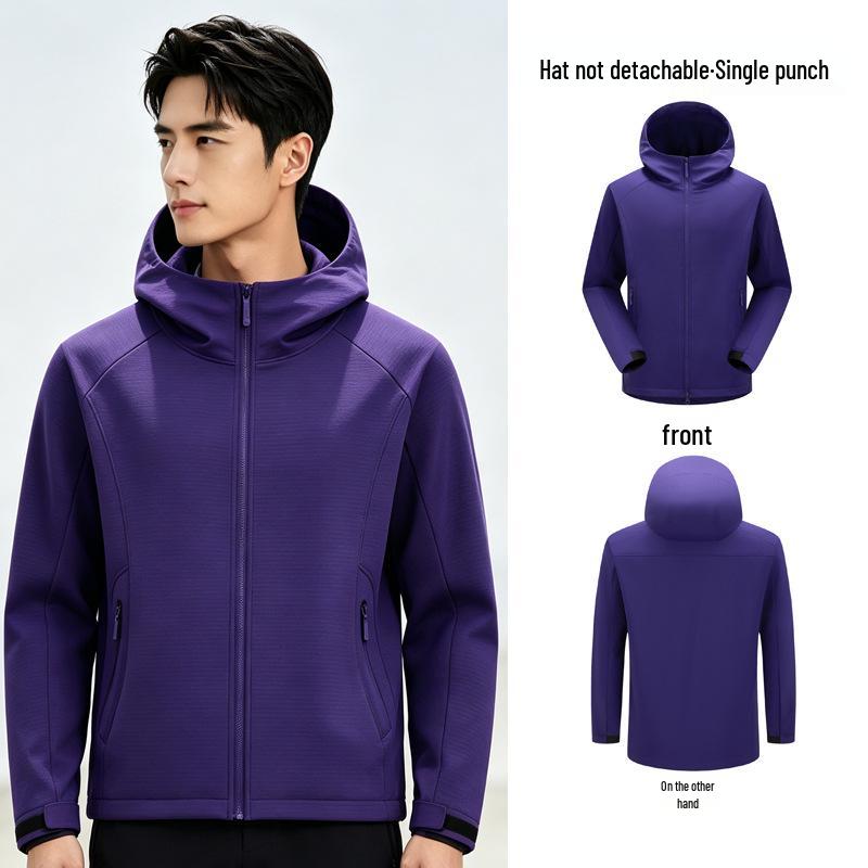 Women's & Men's Lightweight Breathable Windproof Soft Shell Hooded Jacket for Spring/Autumn Hiking & Mountaineering