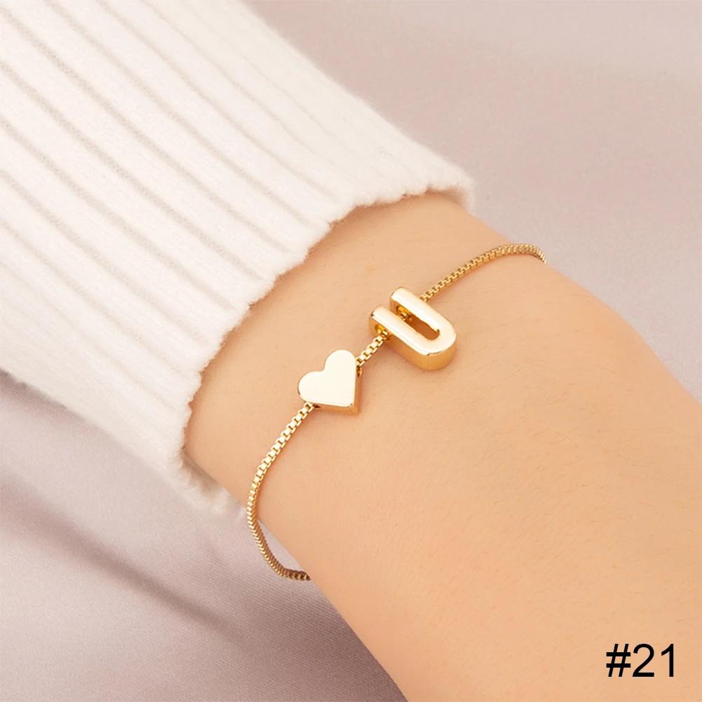 Simple Fashion Love Letter Bracelet Retro Adjustable Alloy Letter Bracelet Women Hand Jewelry Accessory