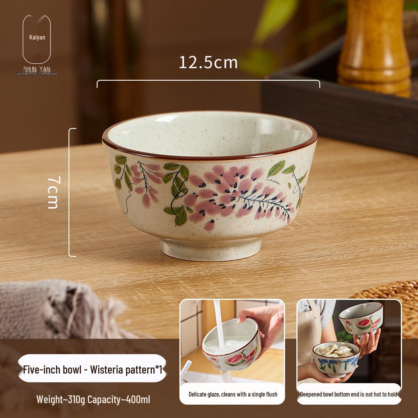 

Ретро китайская керамическая миска подглазурной росписи для риса, лапши, десерта и супа