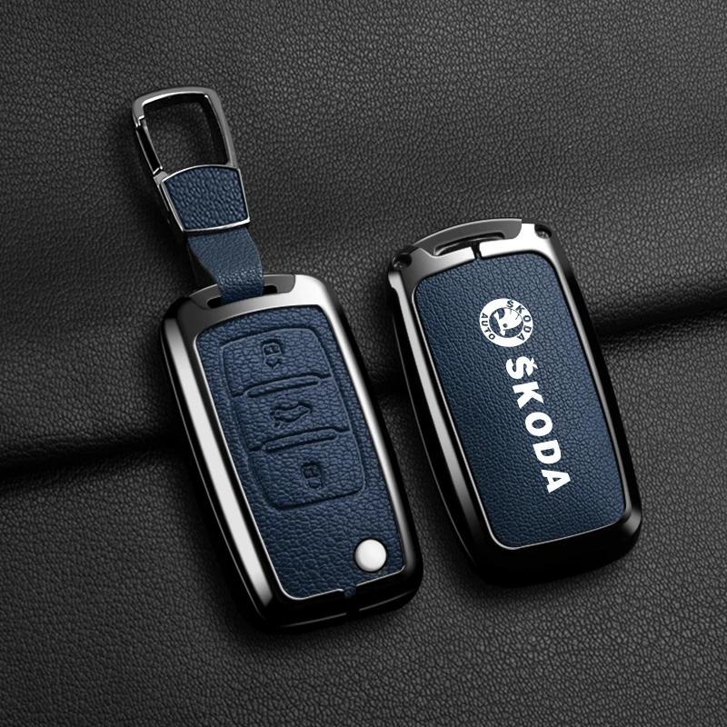 2025 New Car Remote Key Case Full Cover Protector Shell Bag For Skoda Octavia A5 A7 Fabia Superb Kodiaq Karoq Auto Keychain Acce