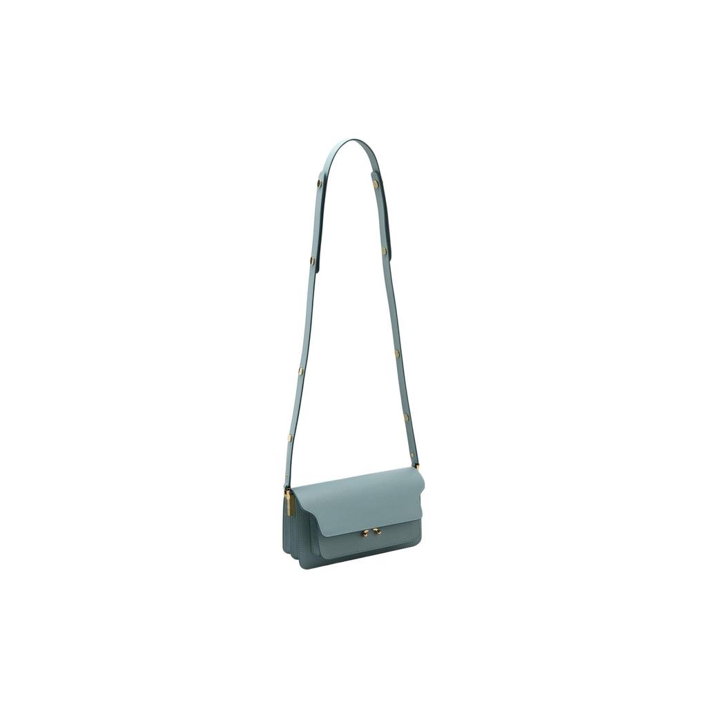 Marni Trunk Simple Solid Color Adjustable Shoulder Strap Calfskin Crossbody Bag Women bags Light-Blue SBMP0121U0LV520Z602B
