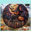 Modern Minimalist Wooden Halloween Door Sign With Creative Round Design For Home Decoration