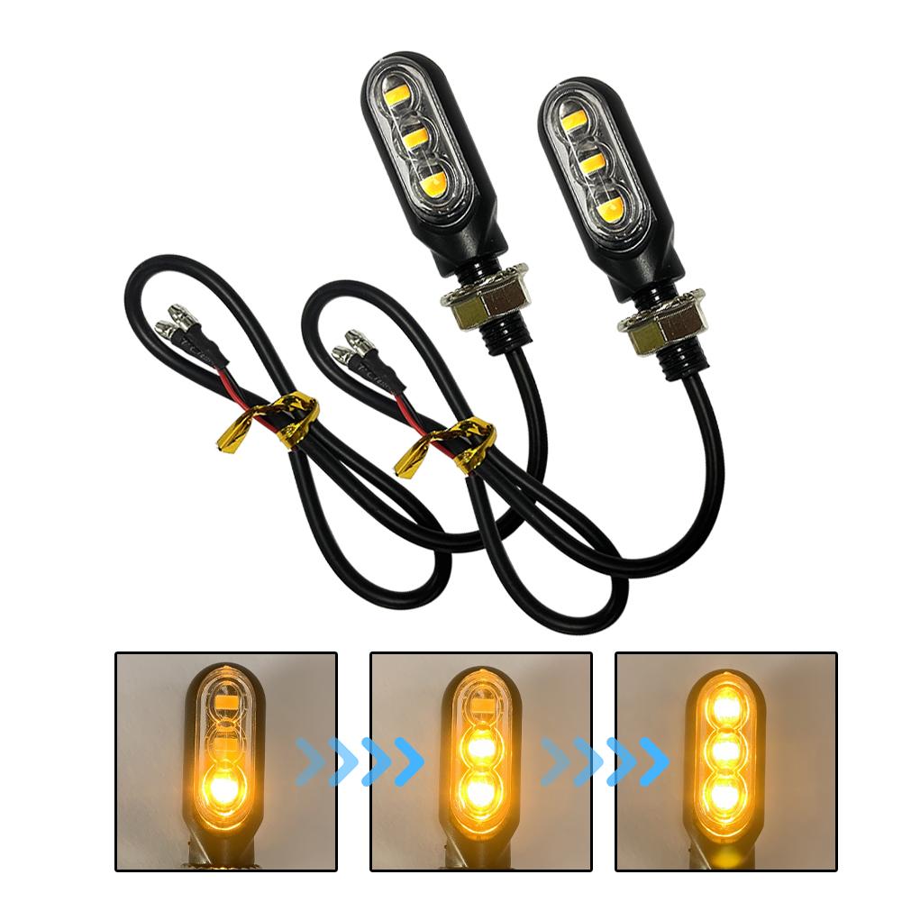 2PCS Mini Led Motorcycle Turn Signal Light Lamp Indicators Blinker Amber Clignotant Moto 3Led 12V for Yamaha Kawasaki Cafe Racer