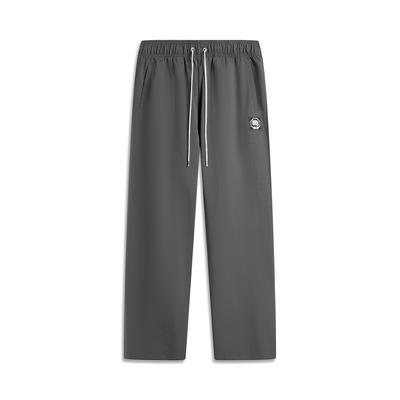 Li Ning Anti-Five Serie Comfortabel Eenvoudig Veelzijdig Letter Middelhoge Taille Trekkoord Recht Los Gebreid Sportbroek Herenbroek Kool-Grijs AKLV217-5