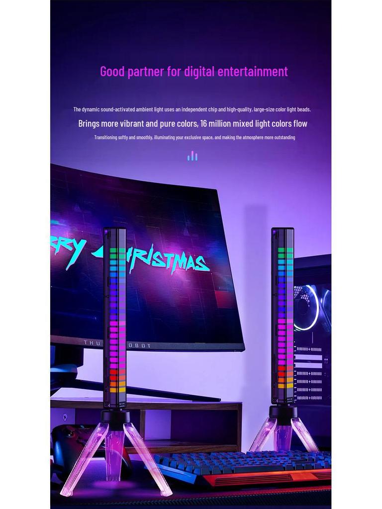 RGB Sound-Sync Rhythm Light: Trendy Colorful Music Atmosphere LED for Car or Desk with Sound Sensor