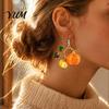 Cute Acrylic Pumpkin Drops 1 Pair Drop Earrings, 2D Fall Harvest Dangle Earrings Fun Seasonal Jewelry for Girls Women, Halloween Thanksgiving
