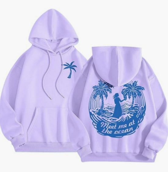 Women's "Everything Comes In Waves" Velvet Hoodie Sweatshirt