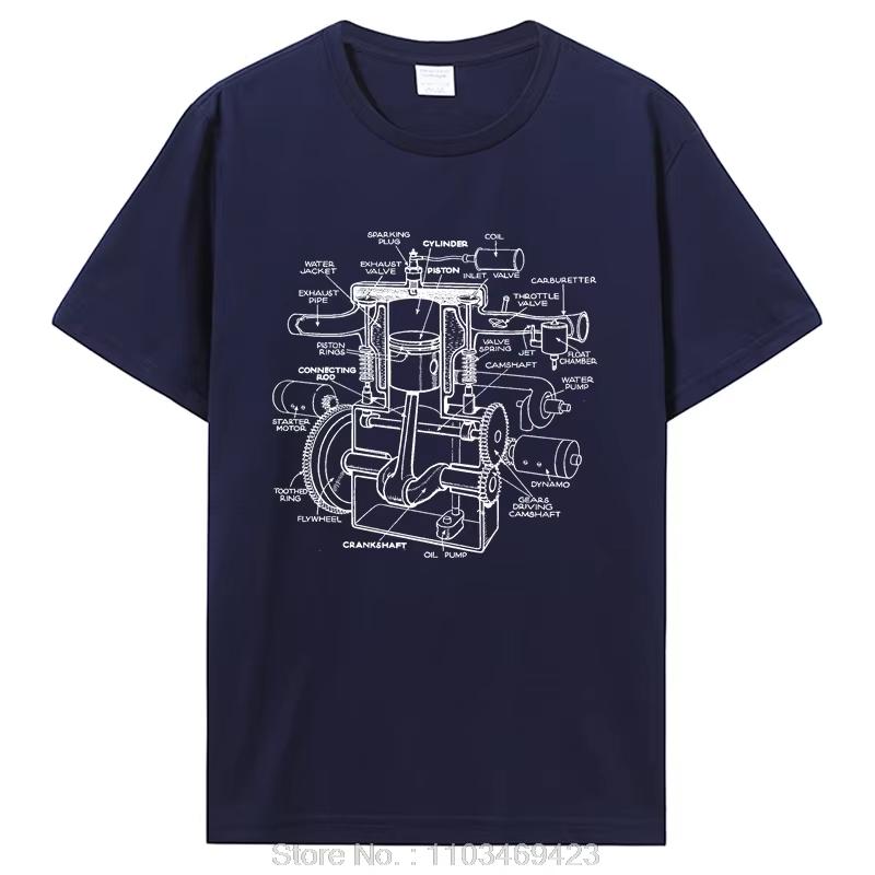 Mechanics Car Engine Pieces Cars Lovers Muscle Cars T-Shirt Men's Fashion Clothing Carguy Graphic Tee Tops Husband Daddy Gifts