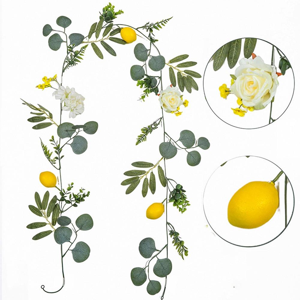 

Greenery Lemon Vine Decor Eucalyptus Leaves Faux Lemon Wreath Fake Plant Home Decoration Style B