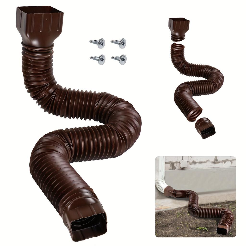 1pc Upgrade Downspout Extender,ABS+PE Folding Telescopic Rainwater Drainage Pipe Connector,Flexible Rain Drain
