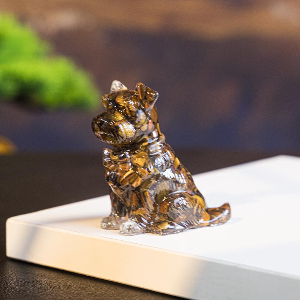 Resin Crystal Dogs Snow Shih Tzu And Golden Retriever Home Decor Gift For Animal Lovers