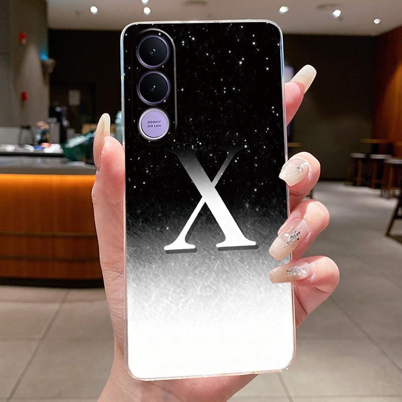 Anti-scratch Phone Case For Vivo V70 FE Jelly Clear TPU Soft Casing Lucky Letter Pink Shiny Starry Sky Pattern Couple Shell