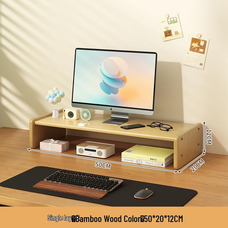 Monitor Riser Desktop Stand with Storage Shelves