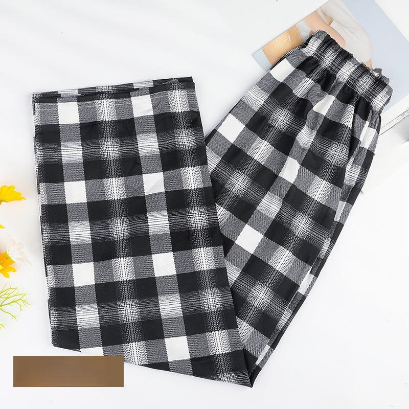 Plaid Pants Women's Summer Thin Section Loose Straight-leg Slimming All-match Casual Pants High Waist Drape Wide-leg Pants