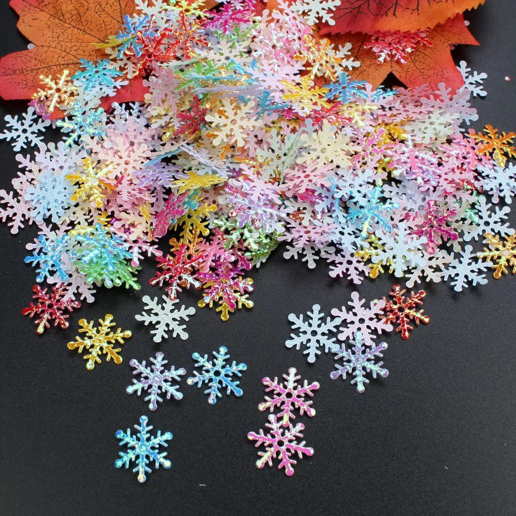 300pcs 2cm Christmas Snowflakes Confetti Xmas Tree Ornaments Christmas Decorations for Home Winter Party Cake Decor Supplies