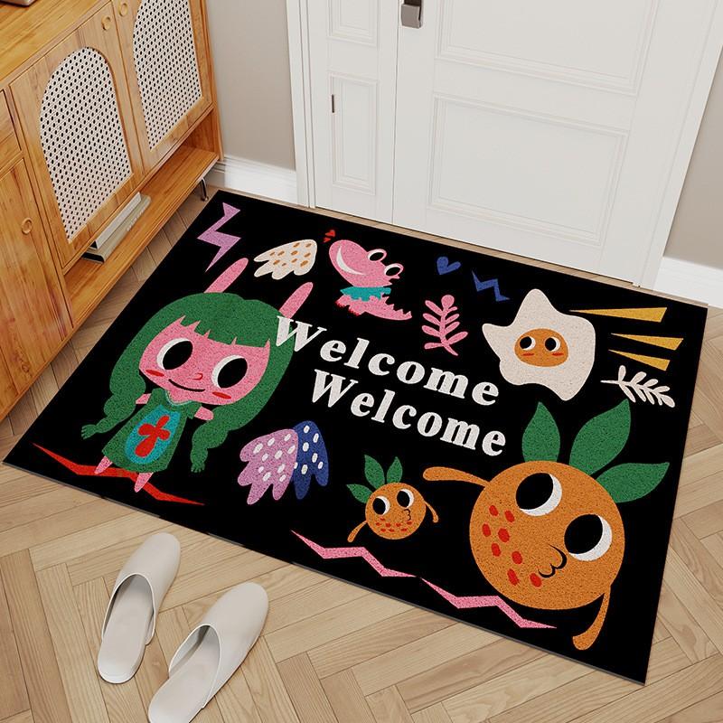 Cartoon Doormat Entryway Non-Slip Dirt Trapper Rug PVC Wire Mesh Floor Mat Home Entrance