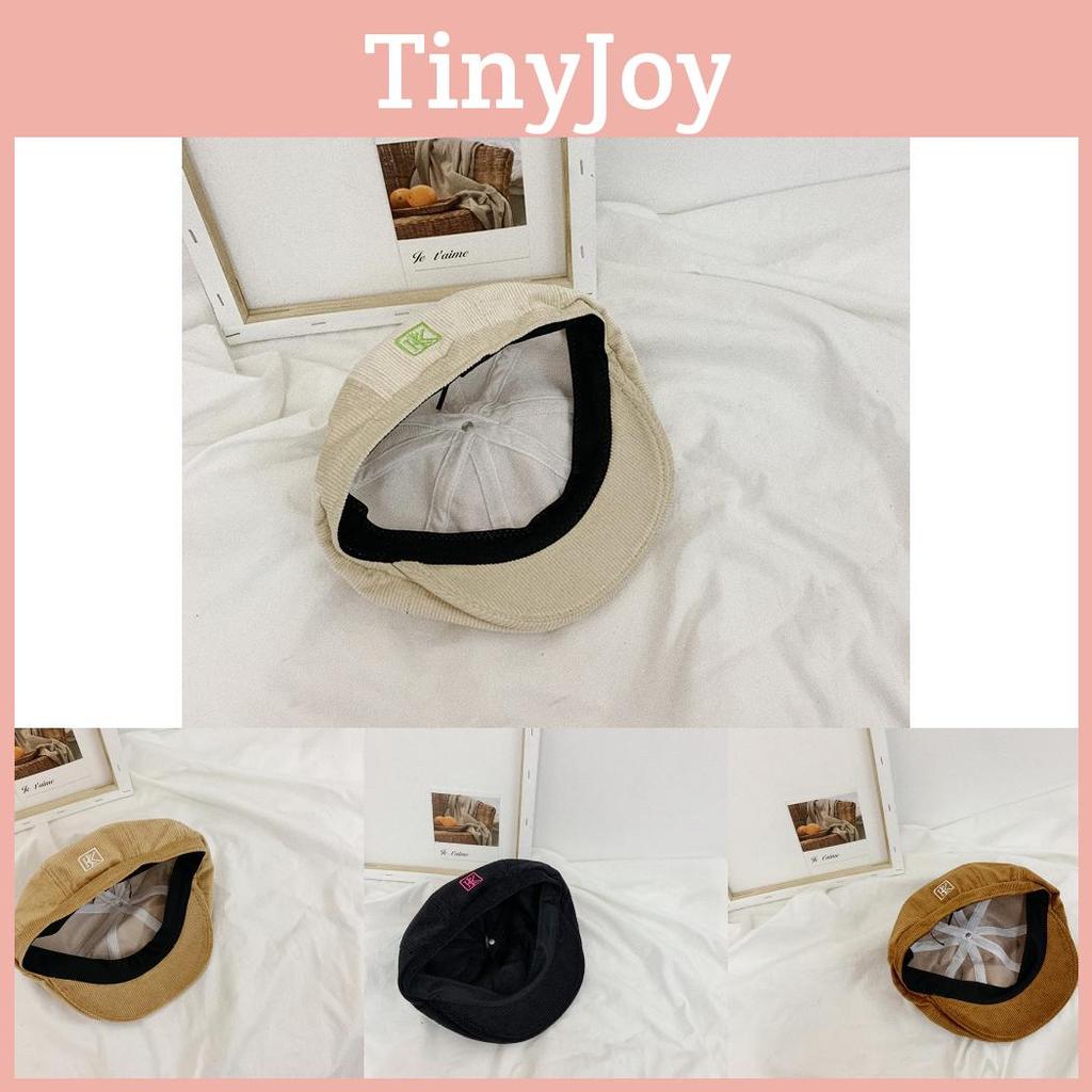 Embroidered Trendy Corduroy Vintage Cap For Women Chic Baker Boy Hat Four Seasons