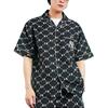 MLB New York Yankees Basic Logo Baumwolle Diamant Monogramm Jacquard Kurzarmhemd Unisex Hemden Schwarz 3AWSM0223-50BKS