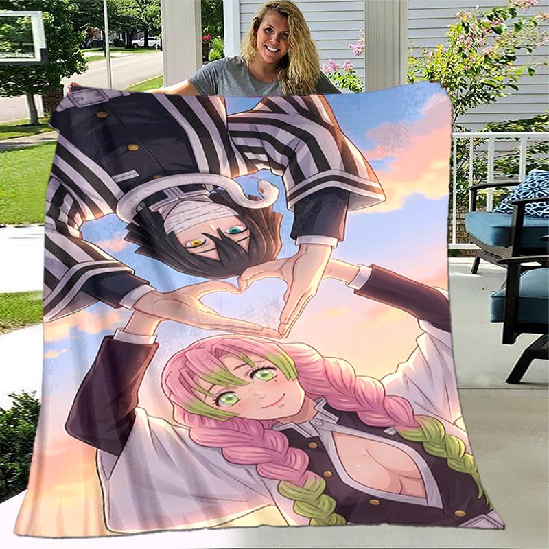 1 Stück Decke - Nezuko Demon Slayer Kanroji Mitsuri Druckdesign, Leichte Decke für Sofa, Bett - Weich & Warm, Geschenk für Alle Jahreszeiten