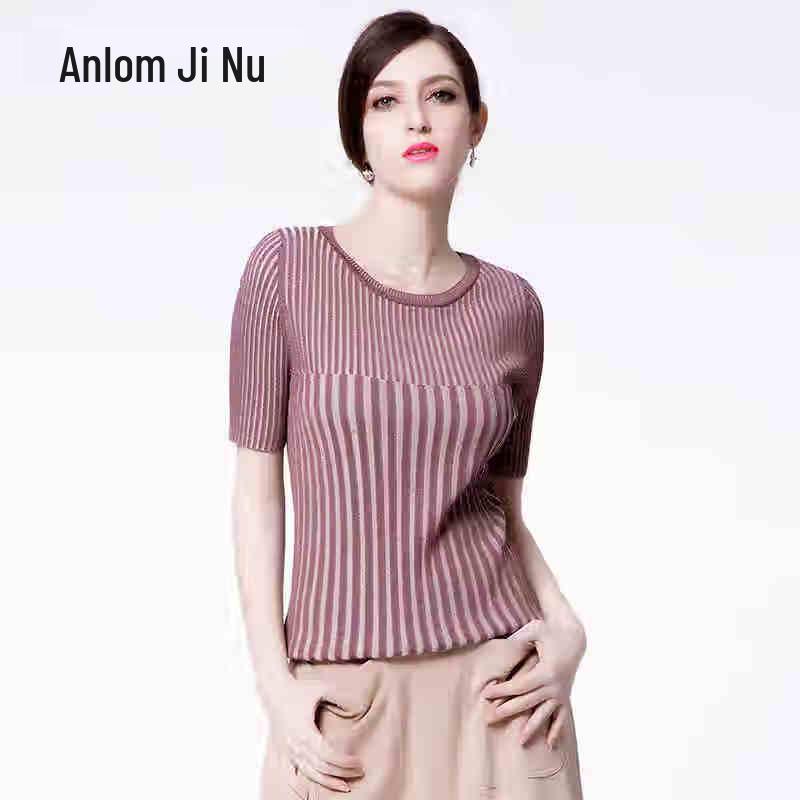 

Anlom Women s Versatile Casual Striped Short Sleeve Knit Top 4XL
