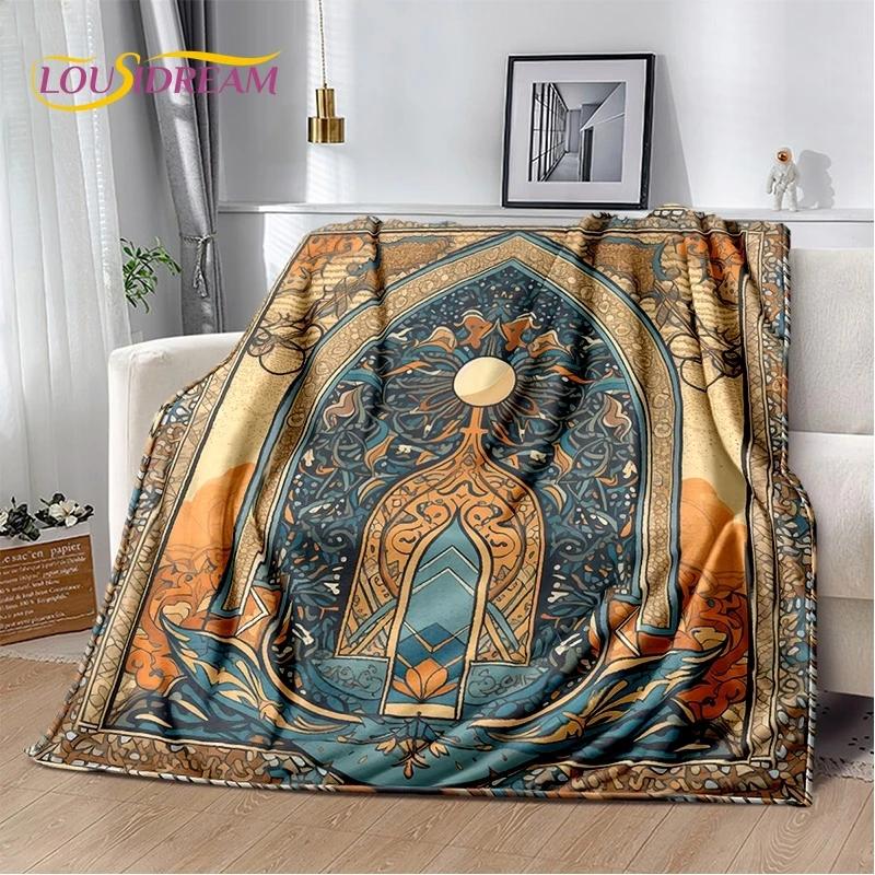 HD Muslim Islam Prayer Kneeling Poly Mats Mandala Soft Blankets,Keep Warm Throw Blanket for Picnic Beds Sofa Home Bedroom Gift