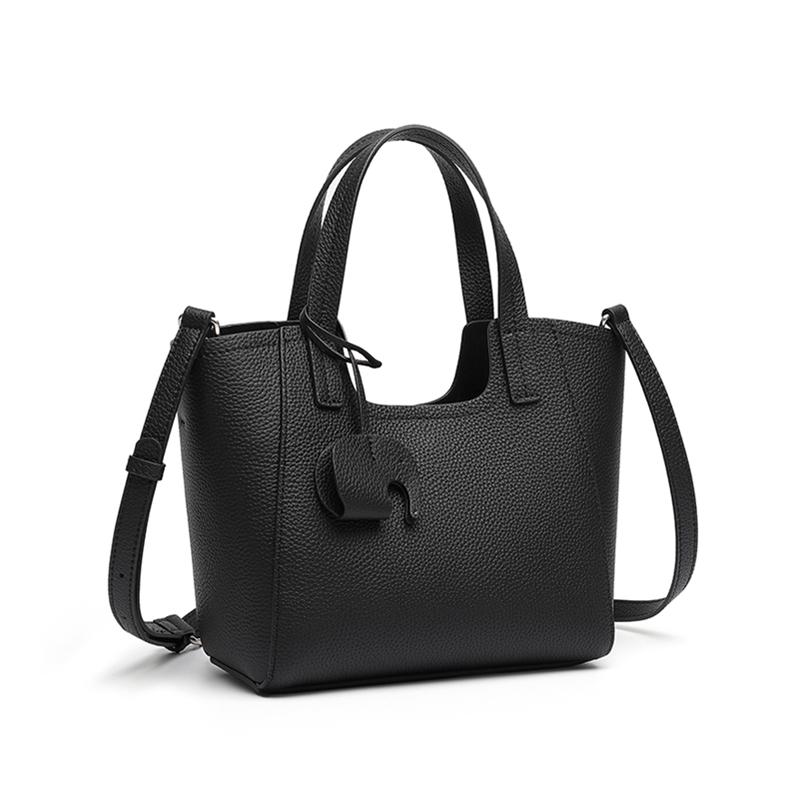HIFASHION Minimalist Genuine Leather Tote Bags For Women Elegant Cowhide Top Handle Shoulder Bag Bucket Work Crossbody Handbags