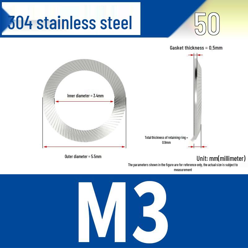 304 Stainless Steel Double-Sided Serrated Lock Washer, Anti-slip Butterfly-shaped, M3-M42