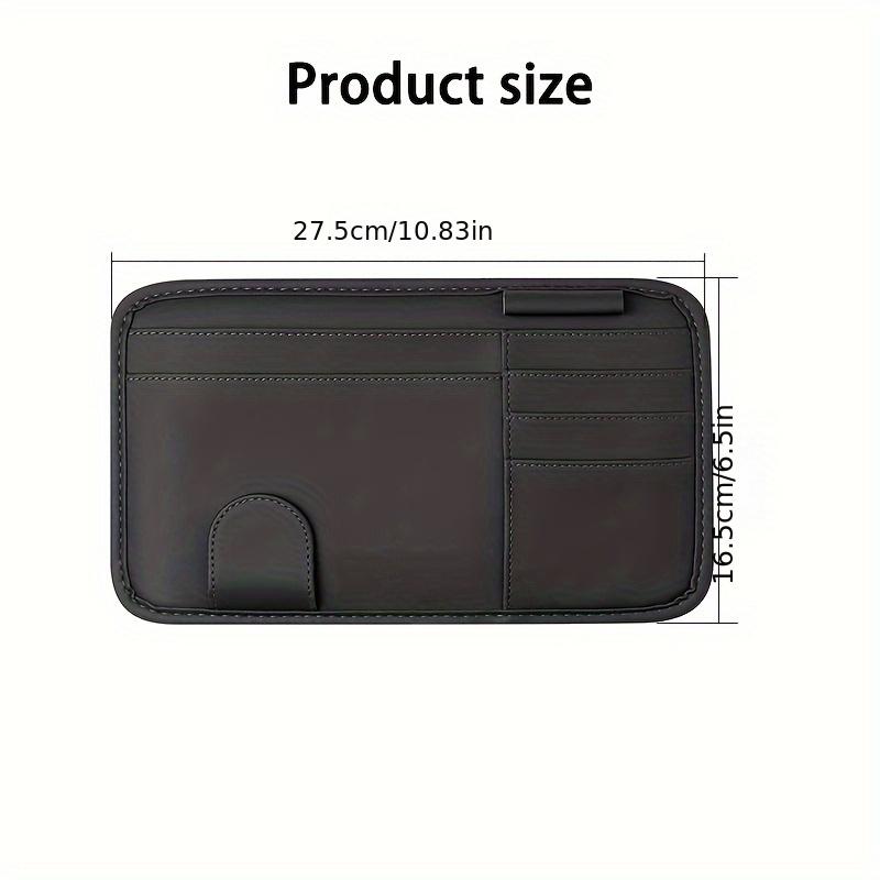 1pc PU Leather Car Visor Organizer with Glasses Holder, Multi-Functional Storage Pouch for Driver's License, Cards, and Accessories