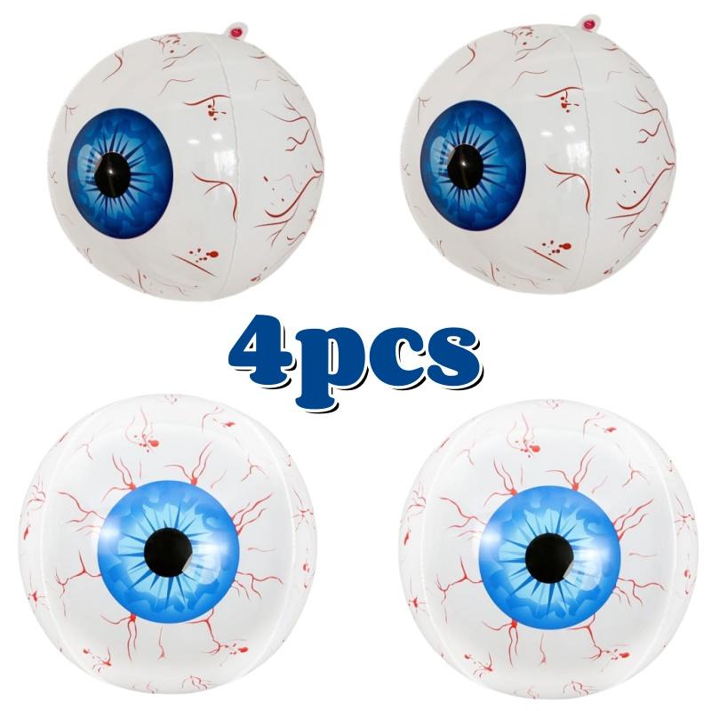 6pcs Halloween Inflatable Eyeball Balloons 22 Inch 3-color Horror Theme Party Eyeball Balloons For Halloween Scary Decorations
