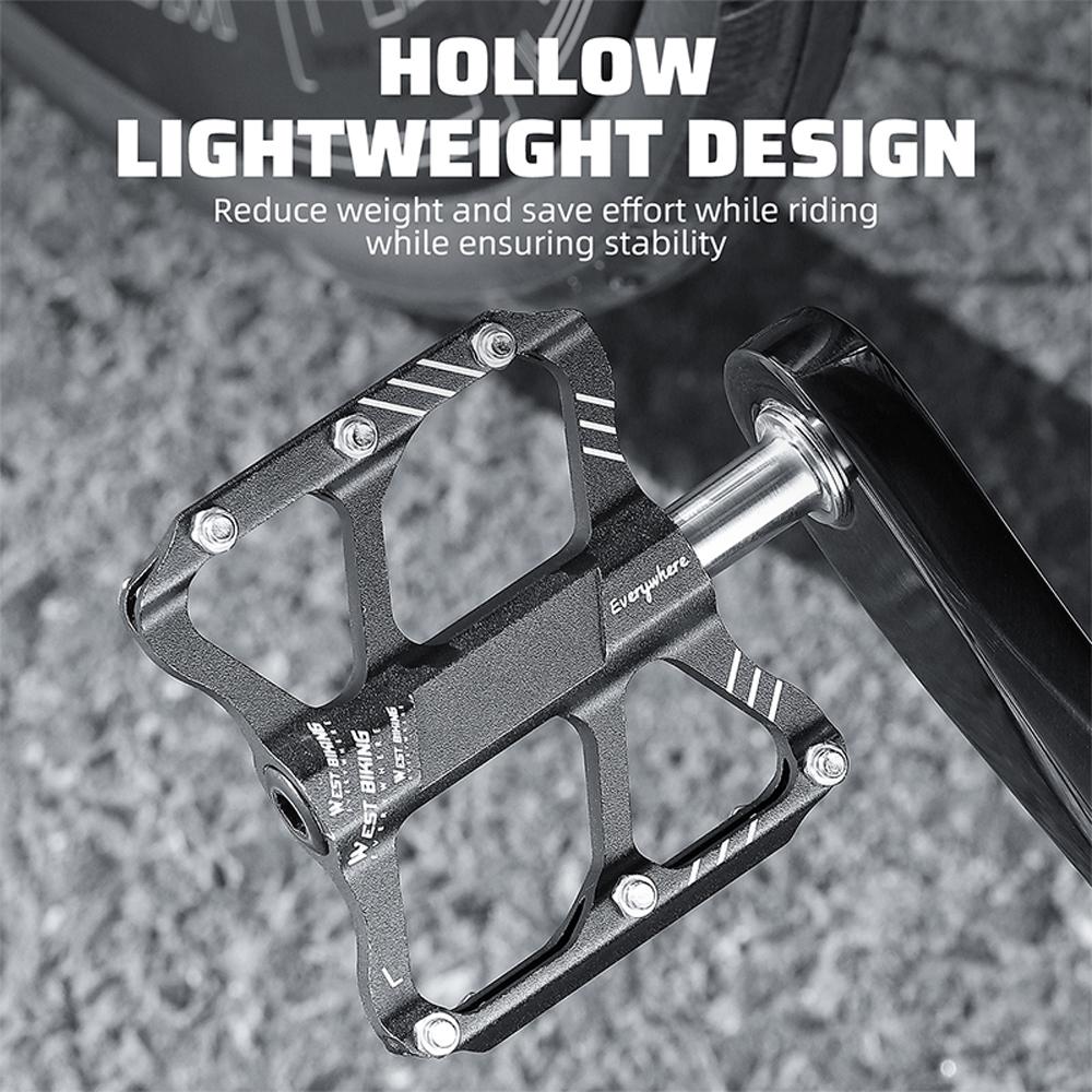 Ultraleichte Fahrradpedale aus Aluminiumlegierung, 3 Lager, rutschfest, wasserdicht, flach, breit
