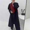 Black and Red Color Matching Elongated Large Lapel Double-sided Wool Coat Lazy Simple Temperament Belt Long Autumn and Winter Women