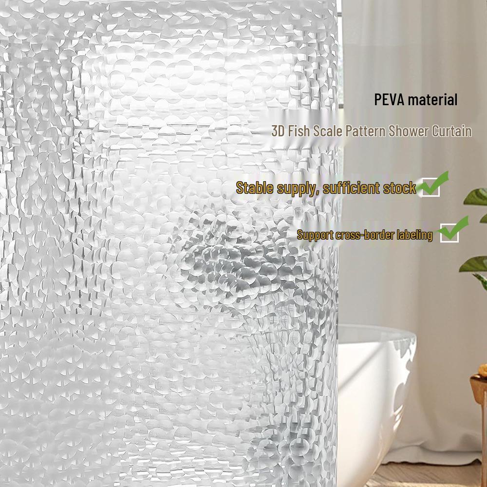 Waterproof PEVA Diamond Shower Curtain - No-Drill Installation for Bathroom Partition