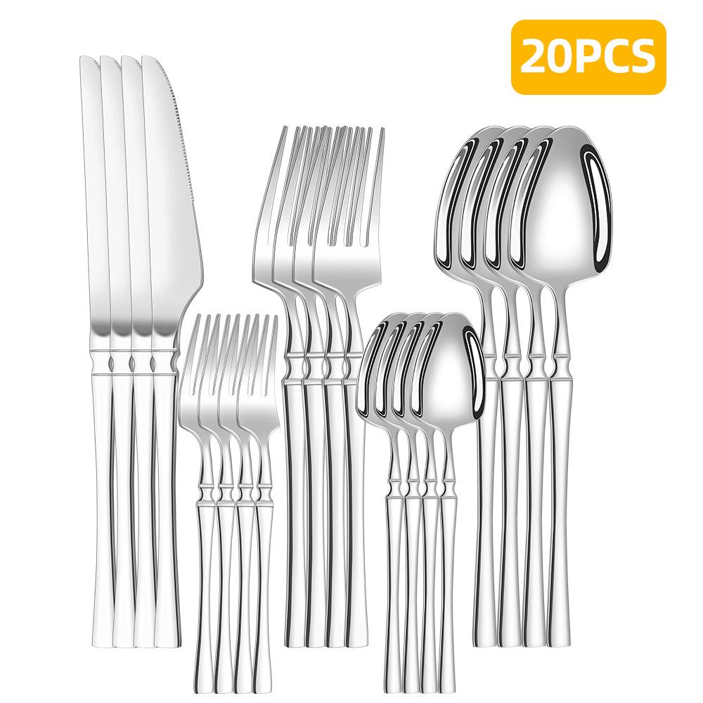 Stainless Steel 30-Piece Cutlery Set with Small Waist Design for Restaurants and Hotels