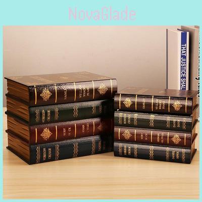 Vintage Book Box Organizer With Wooden Design For Office Decor And Jewelry Storage