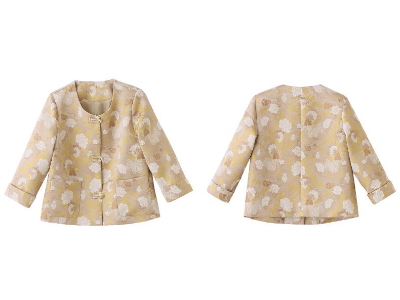 2025 Spring Chic Jacquard Frog Button Coat & Midi Skirt Set