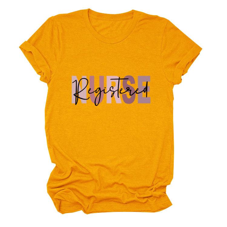 Summer Round Neck Letter Print Top Fashionable Casual Short Sleeved Women's T-shirts