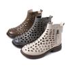 Fashion GKTINOO 2025 Summer Ankle Boots Genuine Leather Shoes Women Mid Heels Sandals Side Zip Boots Cutout Breathable Mujer Zapatos