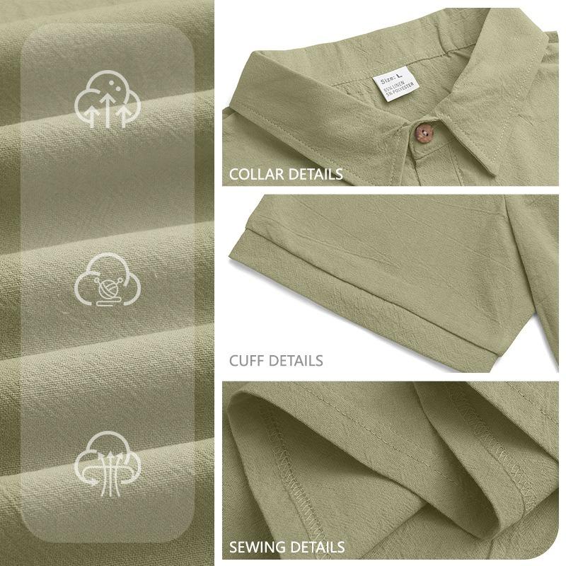 Polo Uomo in Lino Monocolore - T-shirt Premium da Business con Collo a Revers e Maniche Corte