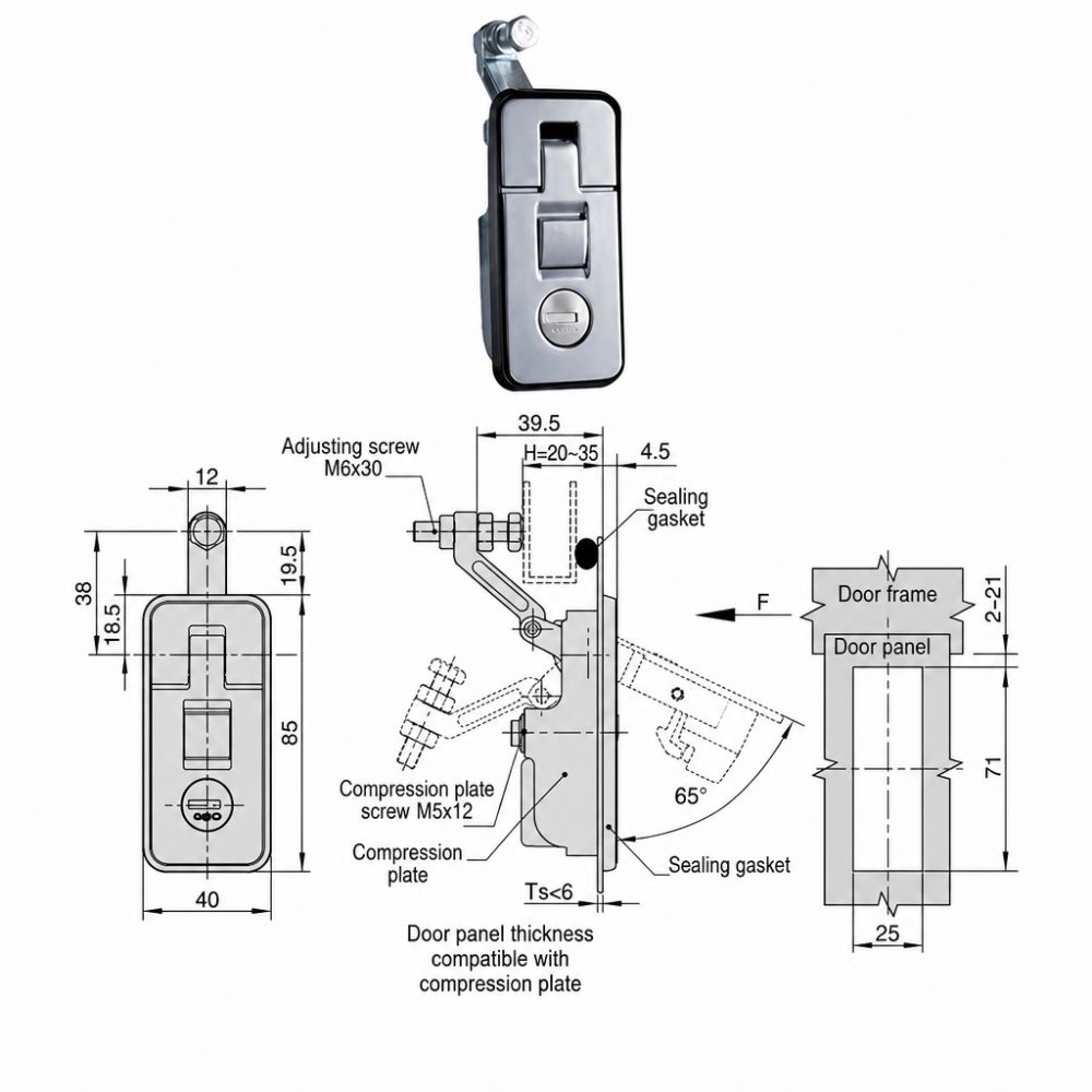 Push Button Access RV Hatch Locks Zinc Alloy Lever Push Button Latches Camper