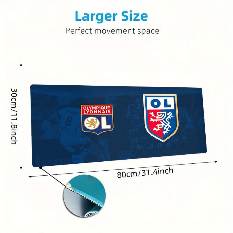 Olympique Lyonnais Football Team Mouse Pad, Large Gaming Desk Mat, Non-slip XXL Mousepad for Laptop & Tablet, Mini PC Playmat with Stitched Edges